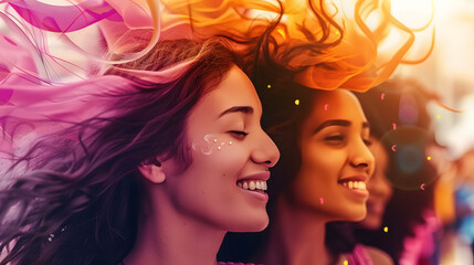 Obraz premium Photo of beautiful women for International Woman's day, 8th March wallpaper background, poster card