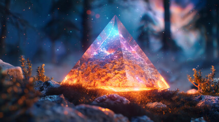 Cosmic Pyramid with Celestial Landscape Inside