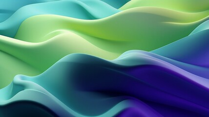 Obraz premium 3D abstract background of green and yellow neon wavy lines in luxury texture style