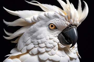 close up of a white cockatoo parrot