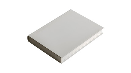 An immaculate white sketchbook captured in high definition, its pristine cover gleaming under studio lighting, transparent background