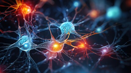 Active Neural Network Synapses Close-up Illustration