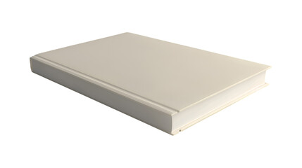 White sketchbook captured in high definition, its pristine cover gleaming under studio lighting, transparent background
