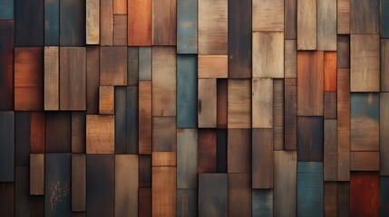 Textured background with colorful, multicolored wooden boards