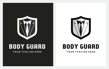 Suit and Shield Tie for Security Bodyguard logo design inspiration