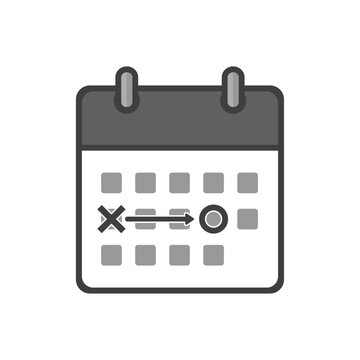 マーキングされたカレンダーのアイコン - 予定変更･日程調整･延期のイメージ素材
