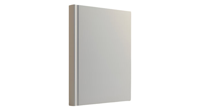 white sketchbook standing upright, its cover slightly open, showcasing, transparent background