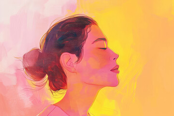 Stylized illustration of a woman in vivid colors