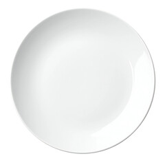 white ceramics plate isolated on a transparent background. Top view