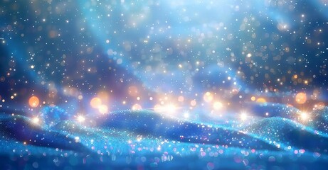 Christmas Sparkle - Blue and Golden Glitter in Shiny Defocused Ambiance. Made with Generative AI Technology