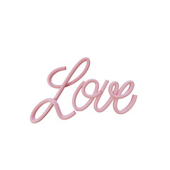 Love 3d pink plastic lettering text. 3d render. Abstract love alphabet. Valentine's day concept design.