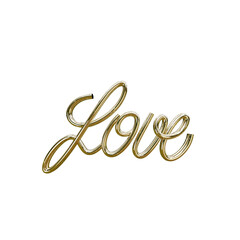 Love 3d golden lettering text. 3d render. Abstract love alphabet. Valentine's day concept design.