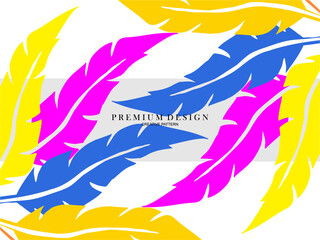 Multicolored feather premium background. Abstract dynamic composition. Modern vector feather illustration.