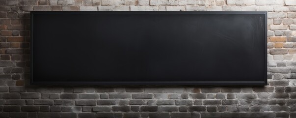 Empty Blackboard on Gray Brick Wall Classroom