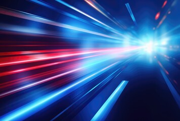 Futuristic Light Speed Tunnel in Blue and Red