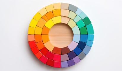 Creative Wooden Color Palette Circle on White