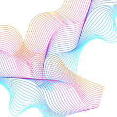 Multicolored Wave Background White Vector. Minimal Backdrop. Bright Ribbon Art. Contour Knot Design. Rainbow Relax Line.