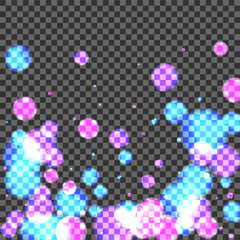 Blur Dot Background Transparent Vector. Spot Decoration Template. Twinkle Illustration. Blue Confetti Happy Design. Purple Spark.