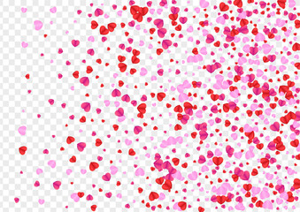 Pink Heart Background Transparent Vector. Cut Pattern Confetti. Violet Shape Texture. Red Heart Romantic Frame. Fond Color Illustration.