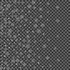Luminous Snow Background Transparent Vector. Flake Particles Card. Grey Confetti Decoration. Metal Ice Illustration.