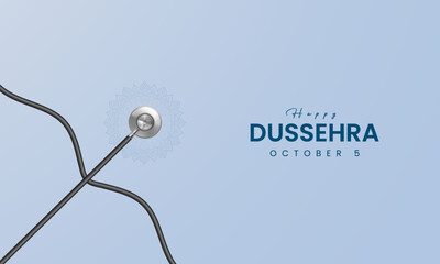 Happy Dussehra festival. Creative social media ads, 3D illustration.