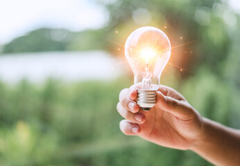 A light bulb is full of ideas and creativity New things to develop innovation, brainstorming and...