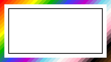 LGBTQ Pride Flag Frame. Square Frame Border with LGBTQ+ Pride Rainbow Flag Pattern 