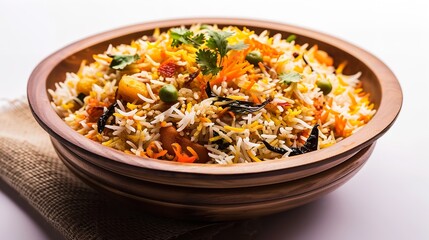 Biryani Indian Food Isolated on White Background