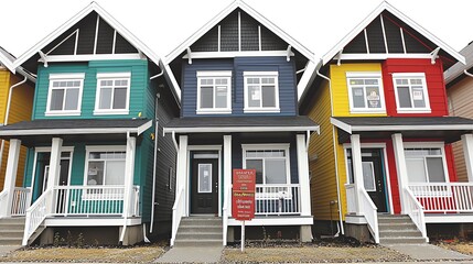 Colorful Row of Suburban Homes