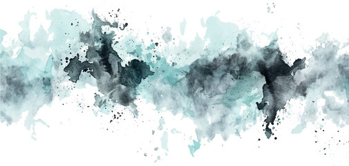 watercolor abstract isolated background white, gray, and azure colors