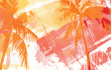 Summer background with palm trees, summer