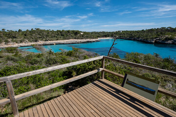 viewpoint,  Punta De Ses Gatoves, Mondragó Natural Park, Santanyí municipal area, Mallorca, Balearic Islands, Spain