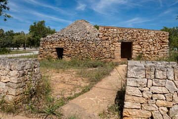 traditional stone shelters, Mondrag&oacute; Natural Park, Santany&iacute; municipal area, Mallorca, Balearic Islands, Spain