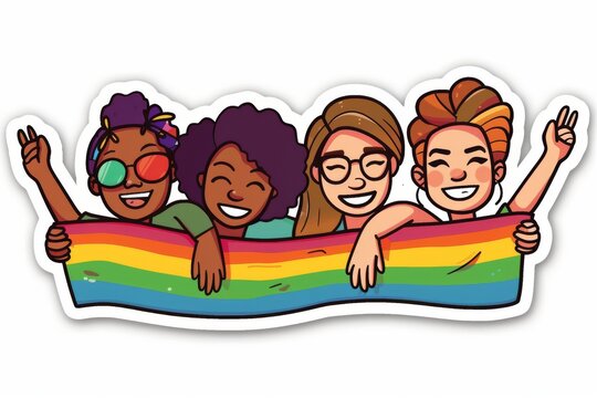 LGBTQ Sticker pride flag sticker design. Rainbow restorative motive pleasant sticker diversity Flag illustration. Colored lgbt parade demonstration outer space. Gender speech and rights collection