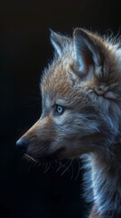 Obraz premium A close up of a wolf's face with blue eyes