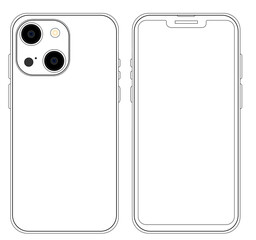 Cell phone black line drawing.