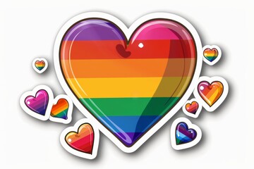 LGBTQ Sticker lgbtq pride sticker for rally design. Rainbow love dialogue motive passionate diversity Flag illustration. Colored lgbt parade demonstration volume. Gender speech and rights dazzling