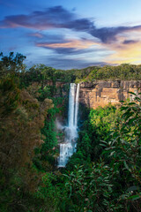 Beautiful flowing River in Fitzroy water Falls in Bowral NSW Australia beautiful colourful cloudy skies lovely waterfalls
