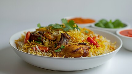 Biryani On A White Background Generative AI