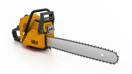 Vintage chainsaw isolated on white background. 3D illustration
