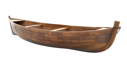 Small wooden boat isolated on transparent background - obrazy, fototapety, plakaty