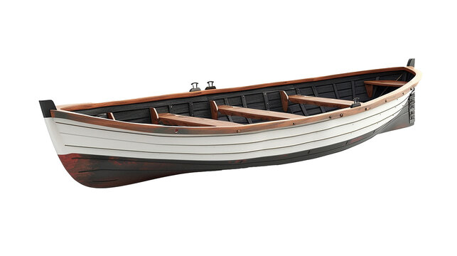Small wooden boat isolated on transparent background