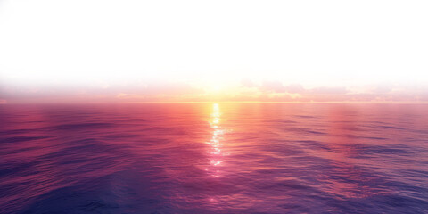 View of sunset sky over the ocean sea isolated on white and transparent background