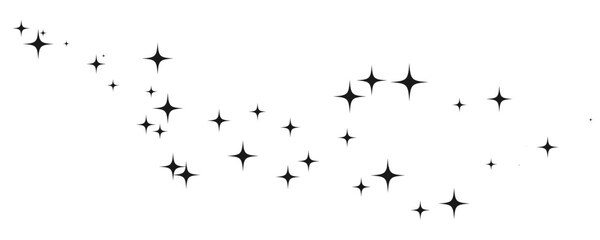 Shooting Star Black. Shooting star with an elegant star trail on a white background. Festive star sprinkles, powder. Vector png.	
