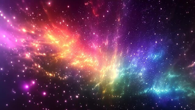 The Omega or Swan nebula exploration on deep space. 4K Flight Into the Swan Nebula 3D animation. Traveling through star fields and galaxies space in outer space