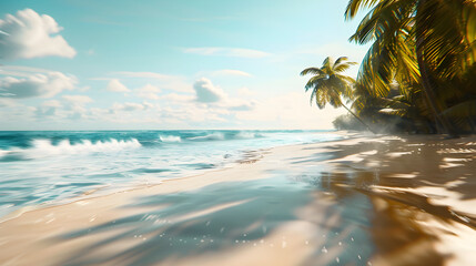 Tranquil Beach Bliss: Azure Waters & Swaying Palms