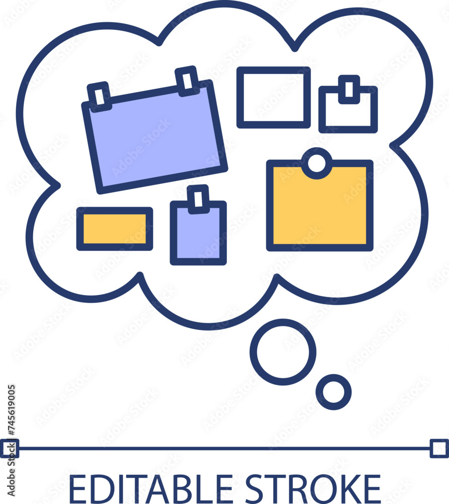 Poster task management rgb color icon. business planning task board, sticky notes. notepaper notice reminde