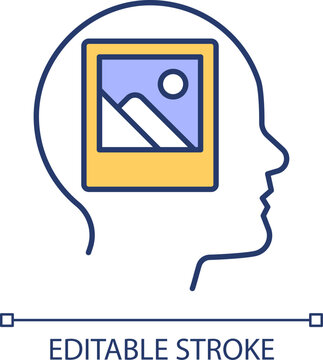 Eidetic memory RGB color icon. Photographic visual learn. Cognitive development, intelligence. Memorise function. Isolated vector illustration. Simple filled line drawing. Editable stroke