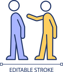 Avolition, social isolation RGB color icon. Antisocial behaviour. Personal boundaries, introverted. People ignoring. Isolated vector illustration. Simple filled line drawing. Editable stroke