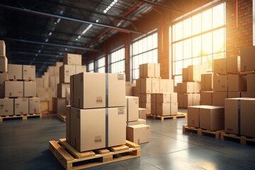 delivery parcels packages in a warehouse
